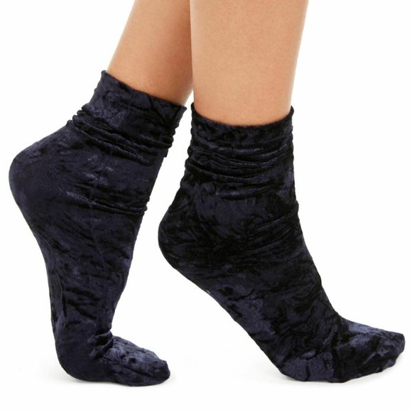 INC dark blue velvet slouchy socks - Picture 1 of 4